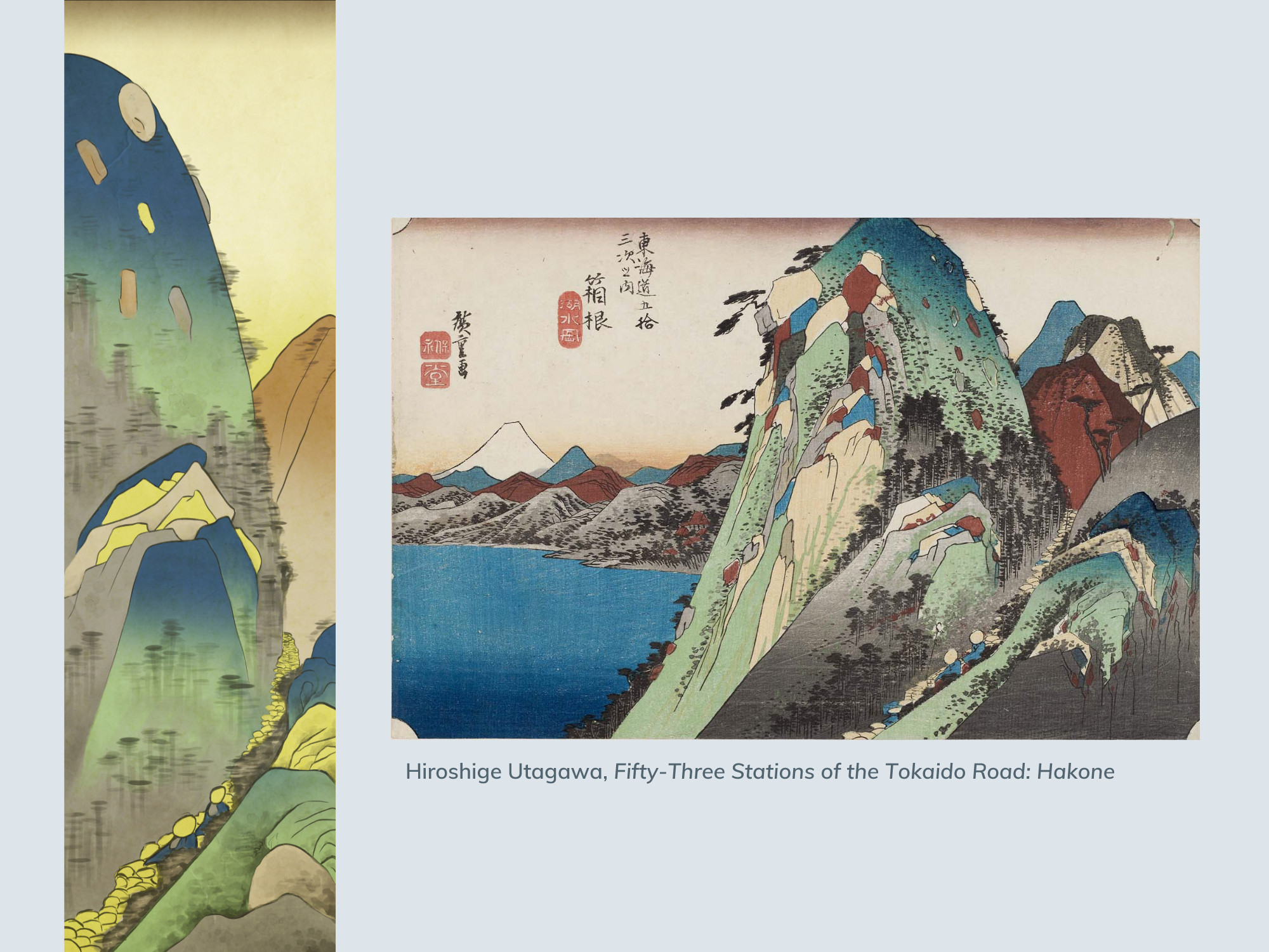 Hakone bookmark compared to the original painting